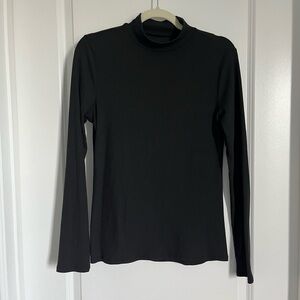 Classic Black Mock Neck Long Sleeve Soft Ribbed Top No Boundaries